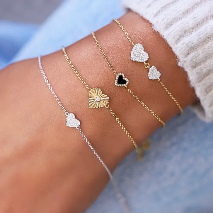 Diamond And Stone Heart Bracelet NicoleHD Jewelry Bracelets