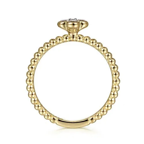 Rings 14K Yellow Gold Diamond Cluster Clover and Bujukan Bead Ring GABRIEL CO
