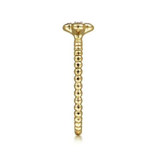 Rings 14K Yellow Gold Diamond Cluster Clover and Bujukan Bead Ring GABRIEL CO