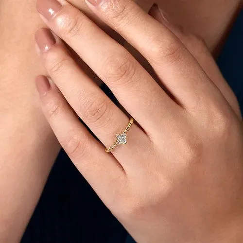 Rings 14K Yellow Gold Diamond Cluster Clover and Bujukan Bead Ring GABRIEL CO