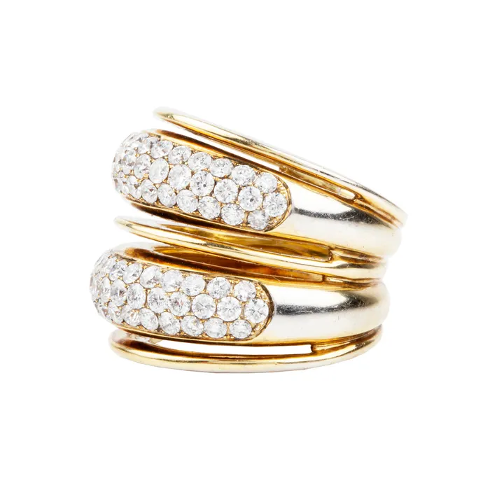 Rings Bell Bird Antiques Vintage Wide Diamond Ring