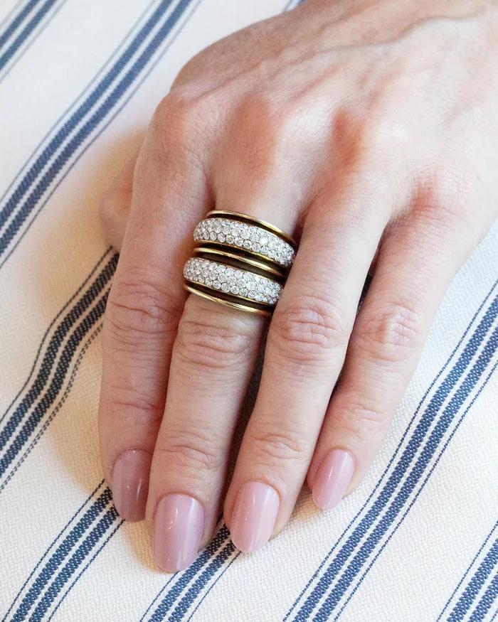 Rings Bell Bird Antiques Vintage Wide Diamond Ring
