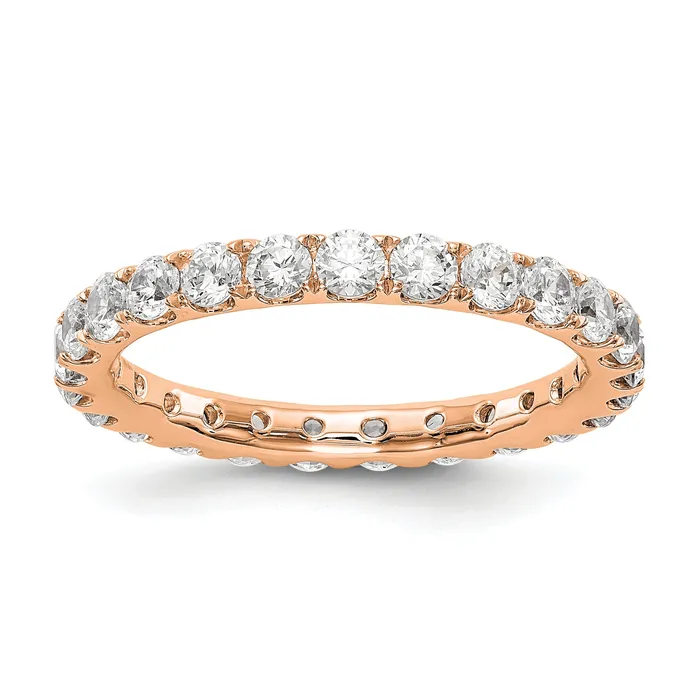 14k Rose Gold 1 12 Ct Lab Grown Diamond VSSI G Shared Prong Eternity Band Ring Goldia Rings