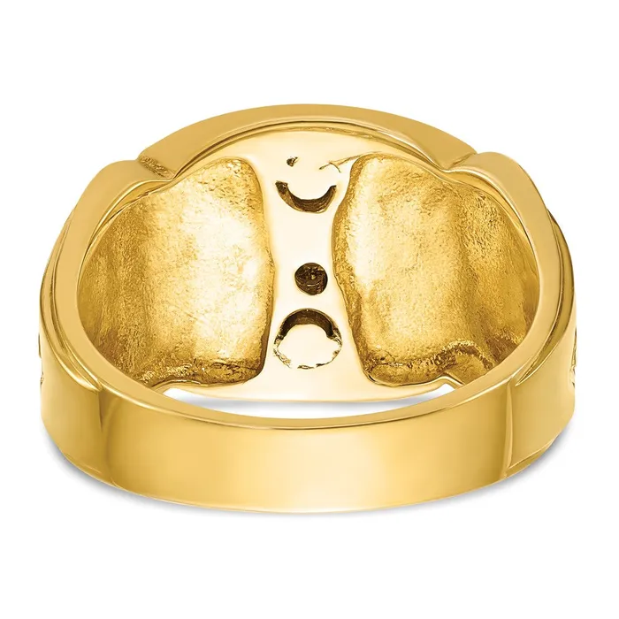 14k Twotone Gold Mens Polished and Textured with Blue and Black Enamel Diamond Blue Lodge Master Masonic Ring Goldia Rings