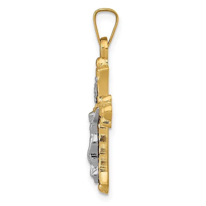 14k Twotone Gold Twotone Gold Polished INRI Crucifix Cross Pendant Goldia Rings