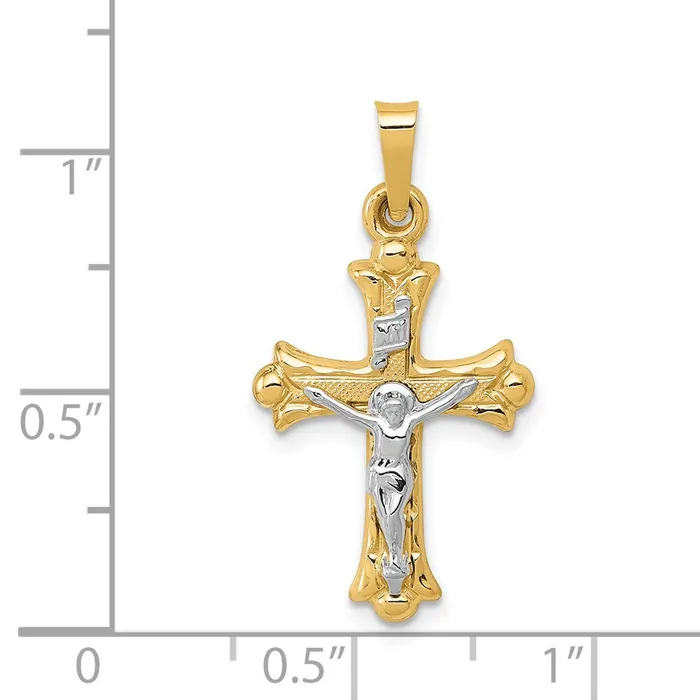 14k Twotone Gold Twotone Gold Polished INRI Crucifix Cross Pendant Goldia Rings