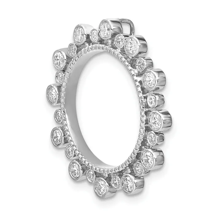 14K White Gold Lab Grown Diamond VSSI G Fancy Circle Chain Slide Goldia Necklaces