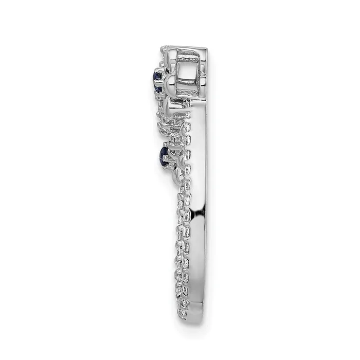 14k White Gold Real Diamond and Sapphire Flower Chain Slide Goldia Necklaces