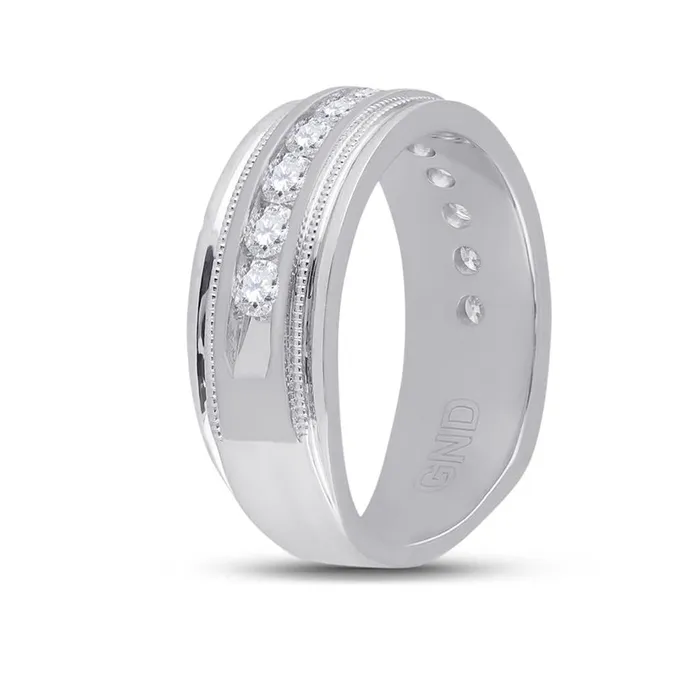 14k White Gold Round Diamond Wedding Single Row Band Ring 1 Cttw gndatlanta Rings