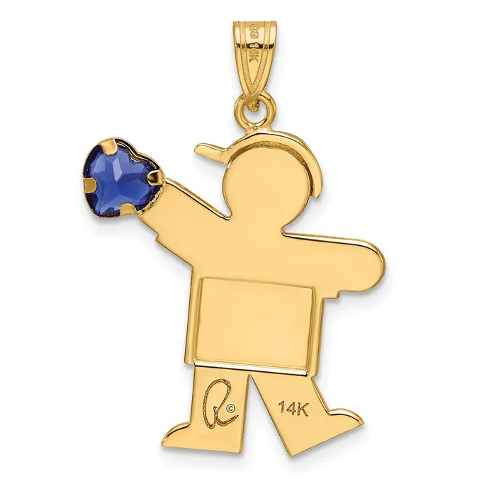Charm Necklaces Goldia 14k Yellow Gold Boy with CZ September Birthstone Charm