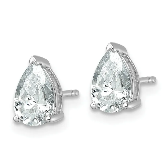 Earrings Goldia 14k White Gold 2 ctw Certified Lab Grown Diamond VSSI G Pear 4 Prong Heavy Wt Stud Earrings