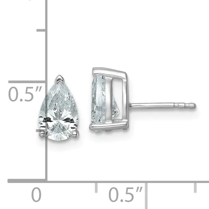 Earrings Goldia 14k White Gold 2 ctw Certified Lab Grown Diamond VSSI G Pear 4 Prong Heavy Wt Stud Earrings