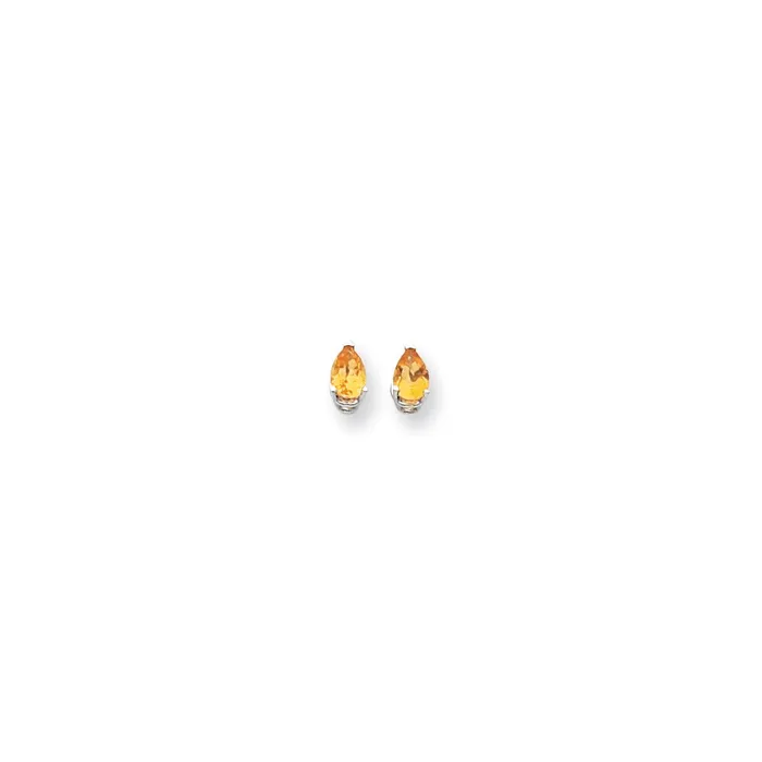 Earrings Goldia 14k White Gold 6x4mm Pear Citrine Checker Earrings