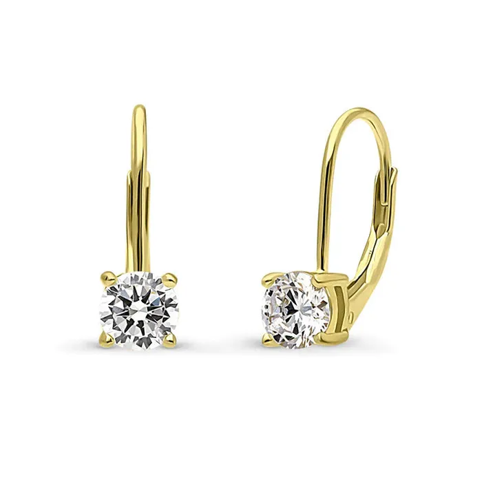 Earrings Goldia 14k Yellow Gold 5mm Cubic Zirconia Leverback Earrings
