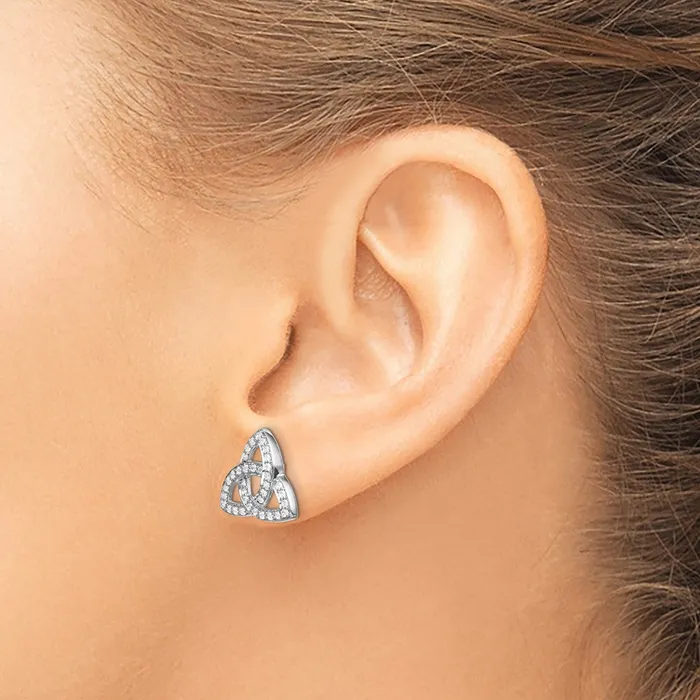 Earrings Goldia Solid 14k White Gold Celtic Knot Simulated CZ Earrings Earrings Goldia Solid 14k White Gold Celtic Knot Simulated CZ Earrings