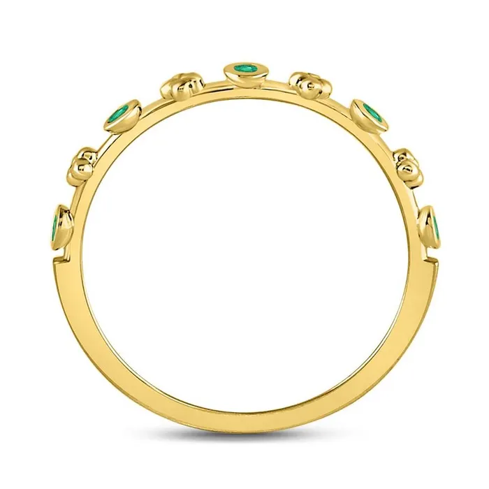 gndatlanta Rings 10kt Yellow Gold Round Emerald Dot Flower Stackable Band Ring 112 Cttw