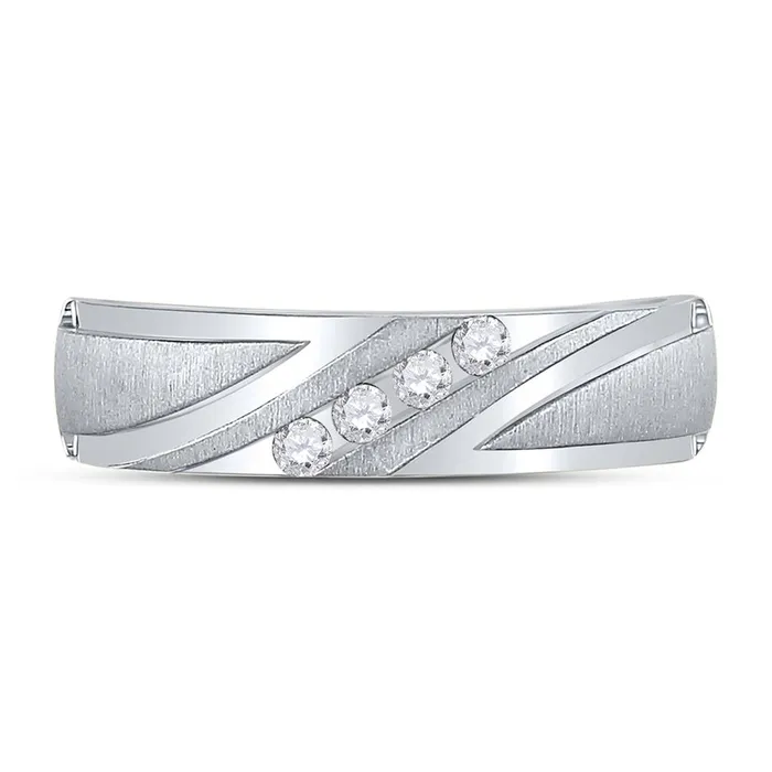 gndatlanta Rings 14k White Gold Round Diamond Wedding Channel Set Band Ring 16 Cttw