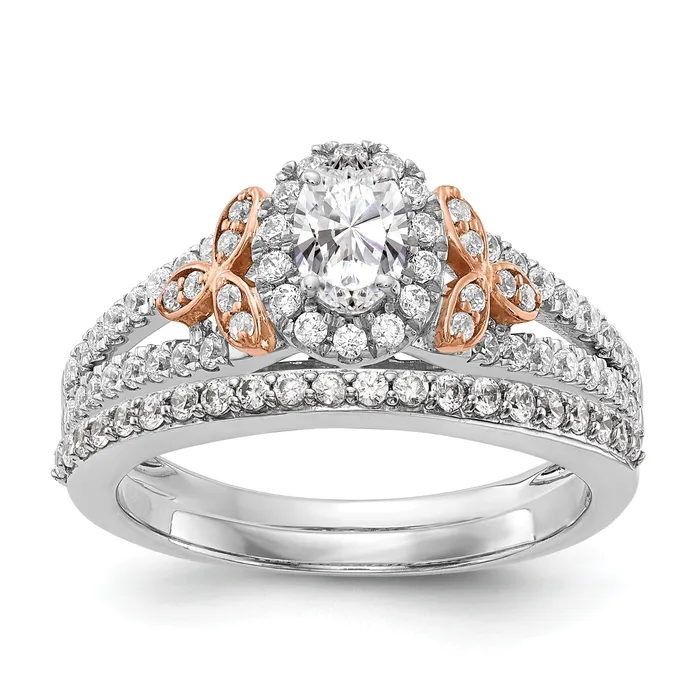 Goldia 040ct CZ Solid Real 14k White u0026 Rose Gold Engagement Ring Rings