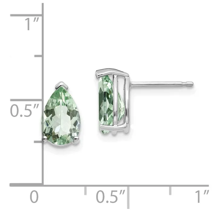 Goldia 14k White Gold 9x6 Pear Green Quartz Earrings Earrings