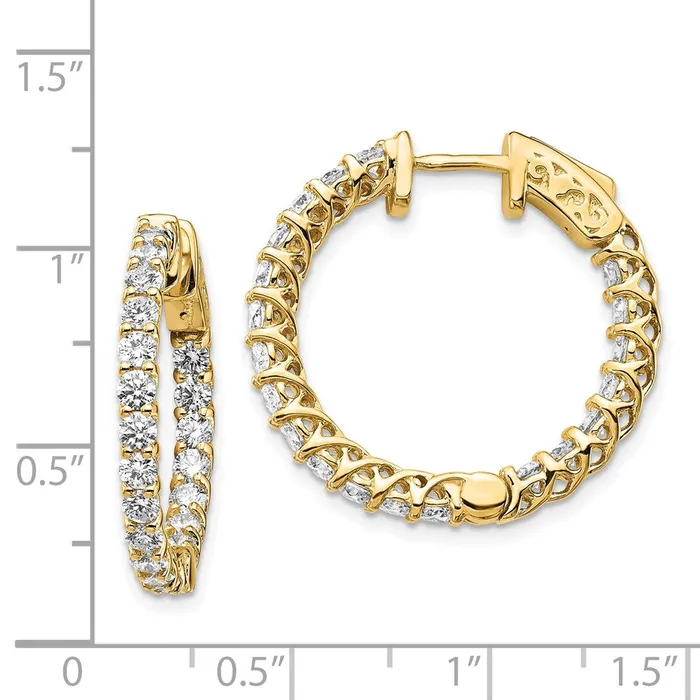Goldia 14k Yellow Gold Diamond Round Hoop wSafety Clasp Earrings Earrings