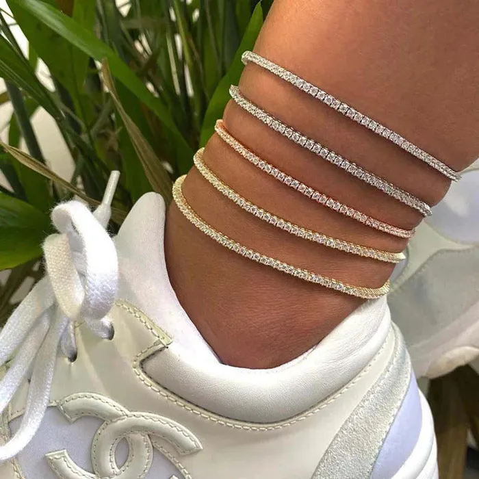 Goldia Bracelets 15ct tw Classic FourProng Natural Diamond Tennis Anklet Bracelet in 10K Rose Gold