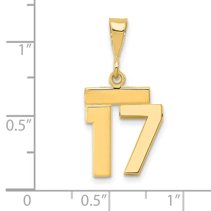 Goldia Charm Necklaces 14k Yellow Gold Small Polished Number 17 Charm