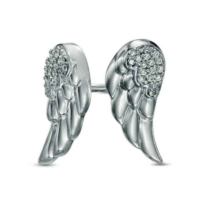Goldia Earrings Diamond Accent Wing Earrings in 10K White Gold