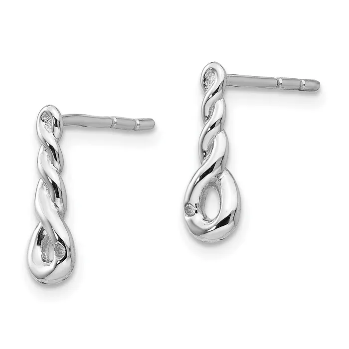 Goldia Earrings White Ice Sterling Silver Rhodiumplated Twisted Diamond Post Dangle Earrings