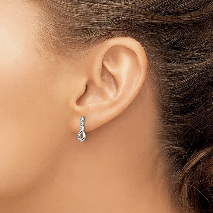 Goldia Earrings White Ice Sterling Silver Rhodiumplated Twisted Diamond Post Dangle Earrings