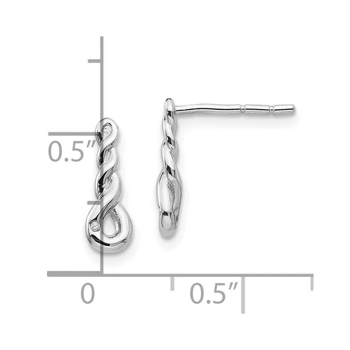Goldia Earrings White Ice Sterling Silver Rhodiumplated Twisted Diamond Post Dangle Earrings