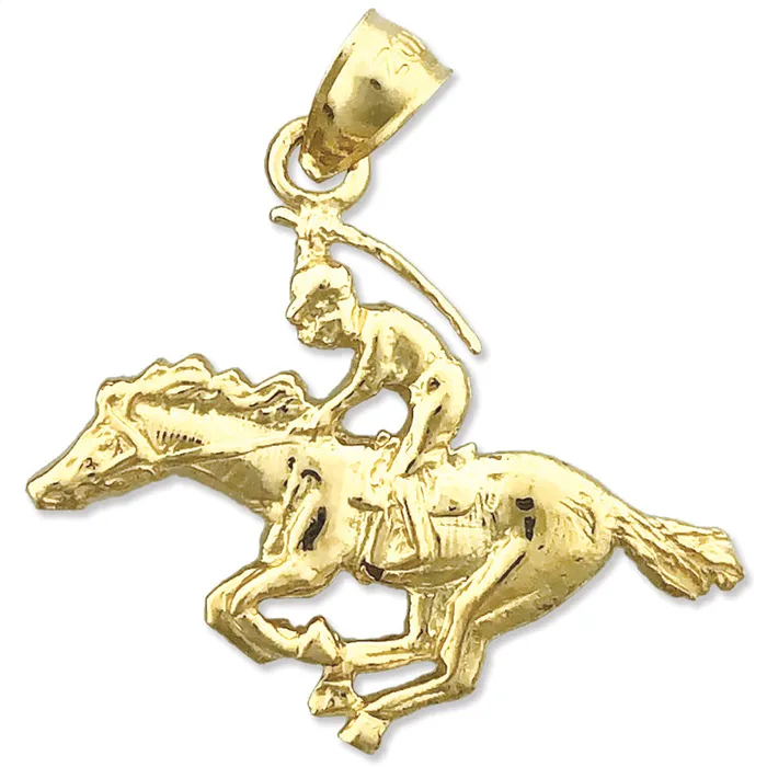 Goldia Necklaces 14K Gold Race Horse and Jockey Pendant