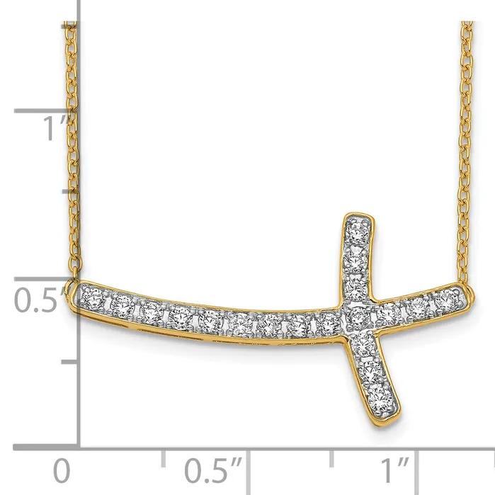 Goldia Necklaces 14k Yellow Gold Lab Grown Diamond VSSI FGH Sideways Cross 18in Necklace