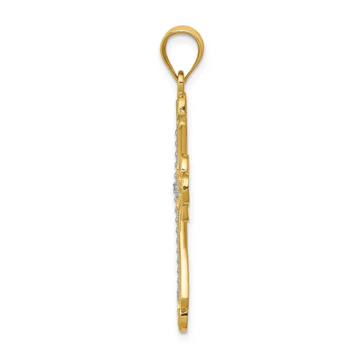 Goldia Necklaces 14k Yellow Rhodium Gold wRhodium Budded Cross Pendant