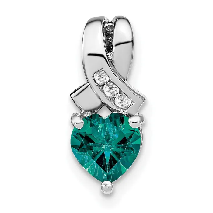 Goldia Necklaces Sterling Silver Created Alexandrite and Real Diamond Pendant