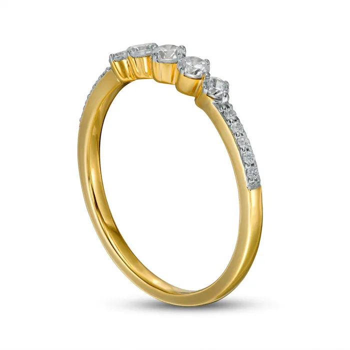 Goldia Rings 033 CT TW Natural Diamond Five Stone Anniversary Band in Solid 10K Yellow Gold