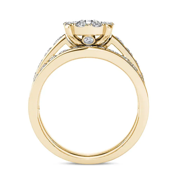 Goldia Rings 15 CT TW Natural Diamond Frame Bridal Engagement Ring Set in Solid 14K Gold Goldia Rings 15 CT TW Natural Diamond Frame Bridal Engagement Ring Set in Solid 14K Gold