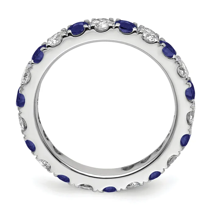 Goldia Rings 14k White Gold 1 15 Ct Lab Grown Diamond VSSI G and Lab Created Blue Sapphire Eternity Band Ring