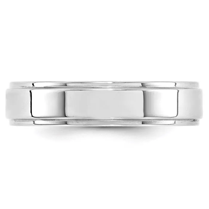 Goldia Rings Solid 10K White Gold 5mm Flat with Step Edge MensWomens Wedding Band Ring Size 11