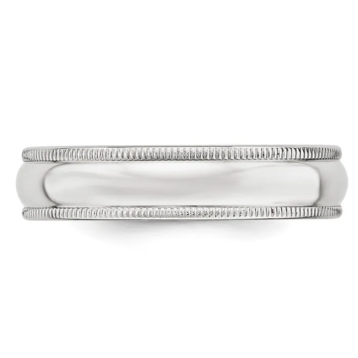 Goldia Rings Solid 14K White Gold 5mm Milgrain Half Round MensWomens Wedding Band Ring Size 125 Goldia Rings Solid 14K White Gold 5mm Milgrain Half Round MensWomens Wedding Band Ring Size 125