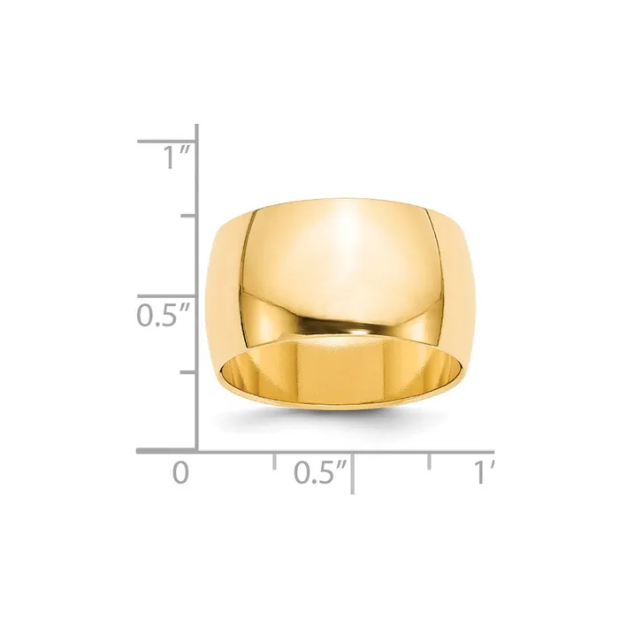 Goldia Rings Solid 14K Yellow Gold 12mm Half Round MensWomens Wedding Band Ring Size 105 Goldia Rings Solid 14K Yellow Gold 12mm Half Round MensWomens Wedding Band Ring Size 105