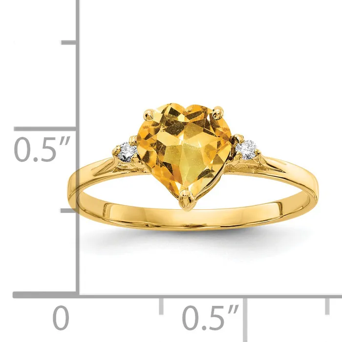 Goldia Rings Solid 14k Yellow Gold 7mm Heart Simulated Citrine VS CZ Ring