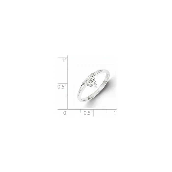 Goldia Rings Sterling Silver Rhodium Plated Diamond Triangle Ring