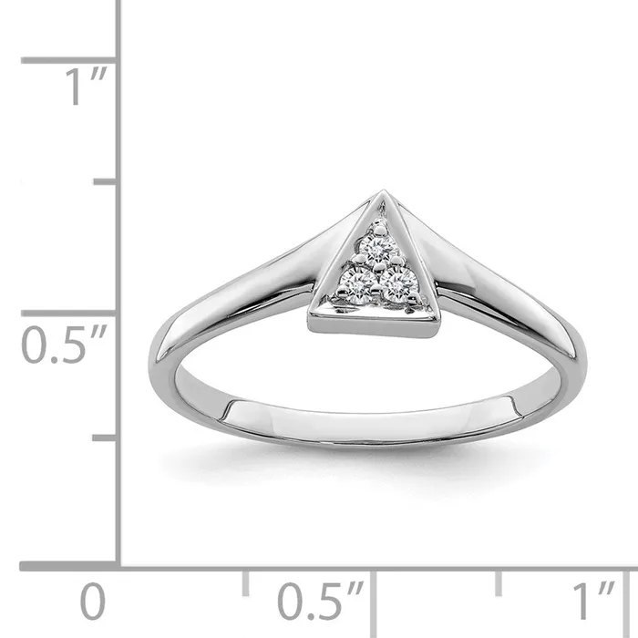 Goldia Rings Sterling Silver Rhodium Plated Diamond Triangle Ring