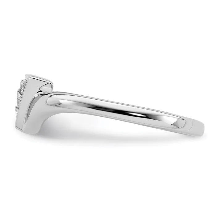 Goldia Rings Sterling Silver Rhodium Plated Diamond Triangle Ring