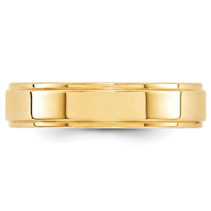 Goldia Solid 14K Yellow Gold 5mm Flat with Step Edge MensWomens Wedding Band Ring Size 85 Rings