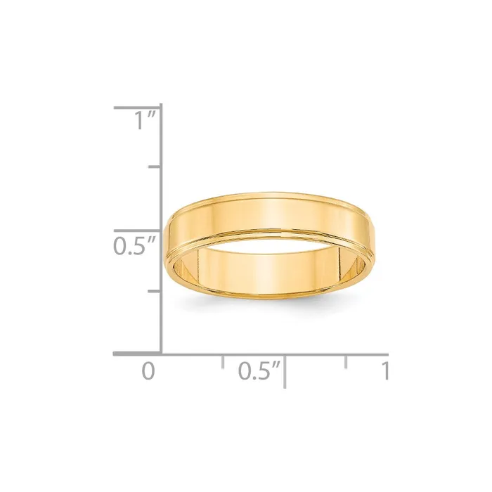 Goldia Solid 14K Yellow Gold 5mm Flat with Step Edge MensWomens Wedding Band Ring Size 85 Rings