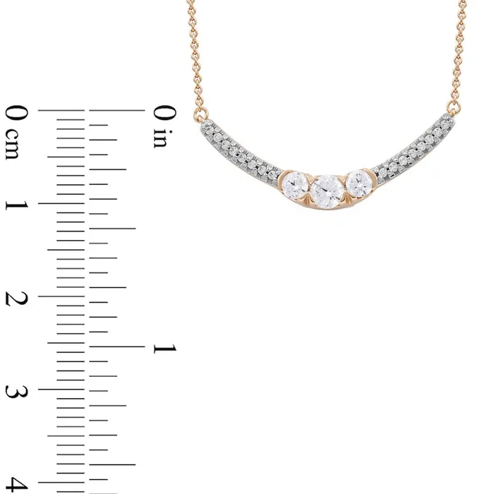Necklaces Goldia 05 CT TW Natural Diamond Curved Bar Necklace in 10K Rose Gold