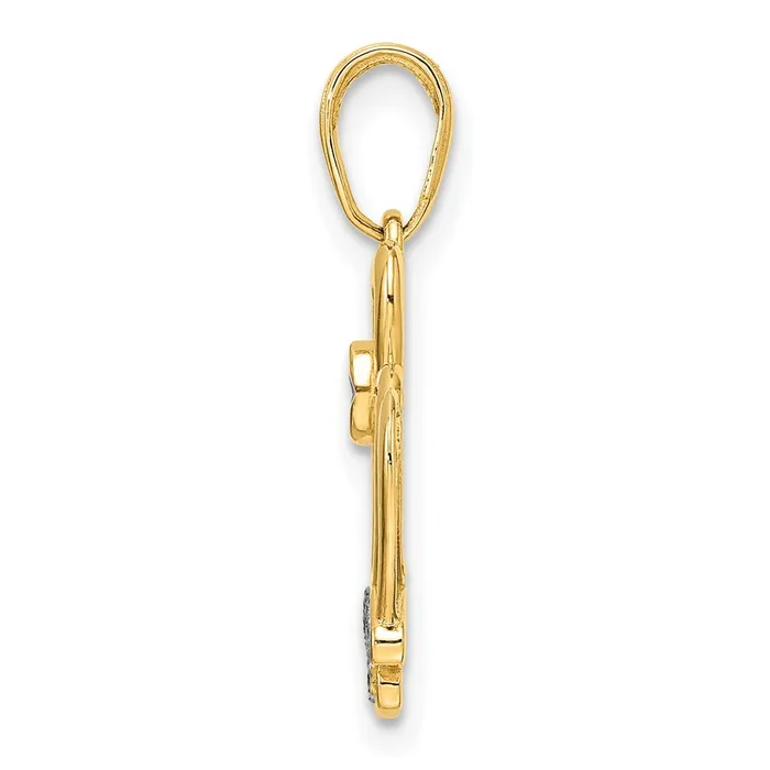 Necklaces Goldia 14k Yellow Rhodium Gold and White Rhodium Diamondcut Crown Pendant