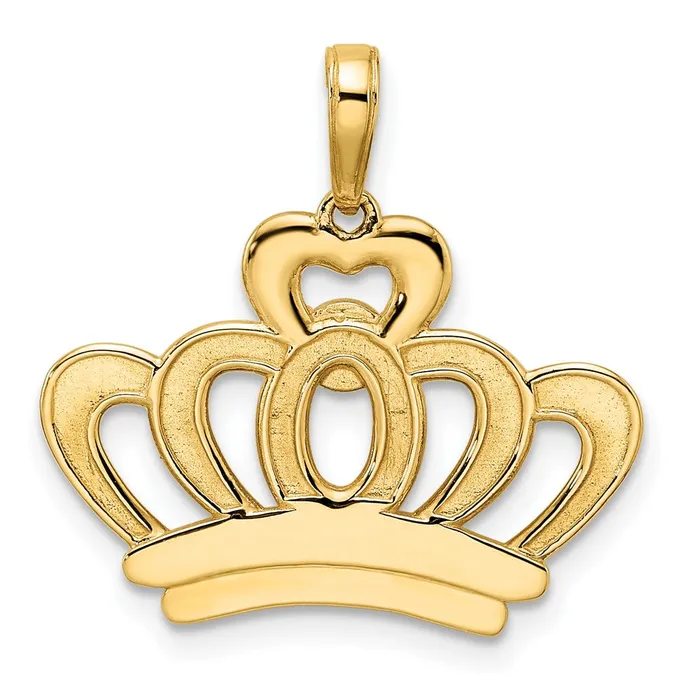 Necklaces Goldia 14k Yellow Rhodium Gold and White Rhodium Diamondcut Crown Pendant