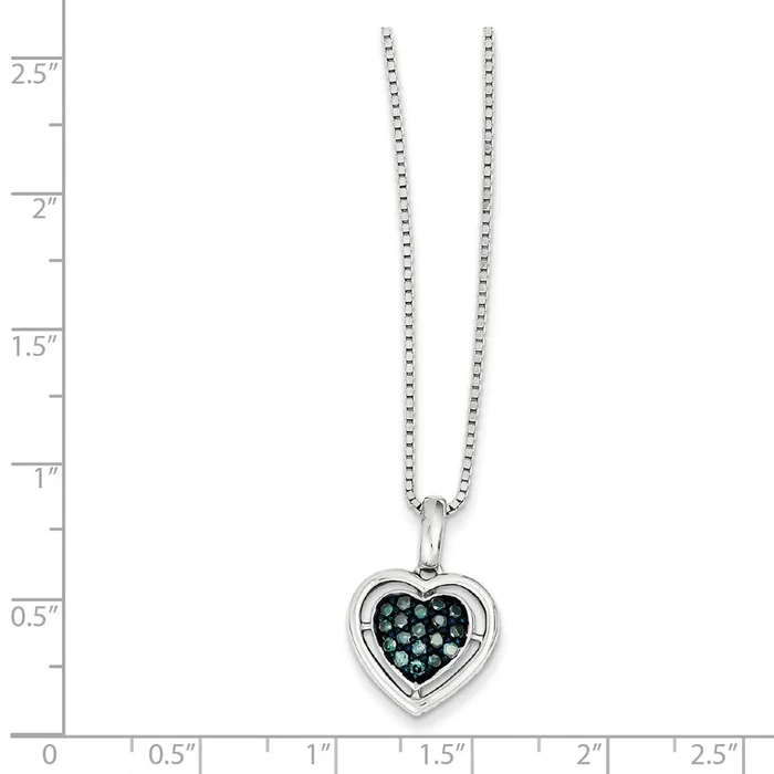 Necklaces Sterling Silver Blue Diamond Small Heart Pendant Goldia
